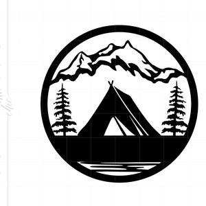 Mountains Camping Monogram Design SVG | Tent Mountain Silhouette Download Cut File Monogram | Svg Jpg Eps Pdf Png Dxf Download SC1826