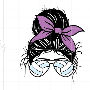 Volleyball Mom Svg | Volleyball Messy Bun Svg Cut Files | Volleyball Mom Life Svg T Shirt Printable Cricut Silhouette Volleyball Svg SC2340