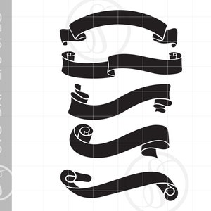 Banner Ribbon Svg Cut File Clipart Downloads | Svg Dxf Pdf Png Silhouette | Ribbon Banners Svg Clipart SC63