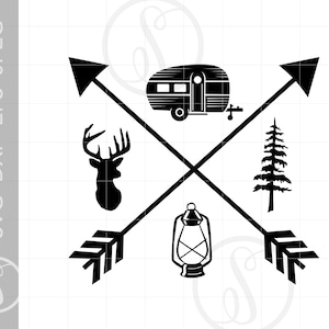Outdoors Arrows Shirt Art Svg Cut Files Clipart Downloads | Outdoors Camping Svg Dxf Pdf Silhouette | Rustic Arrows Shirt Svg Clipart SC453