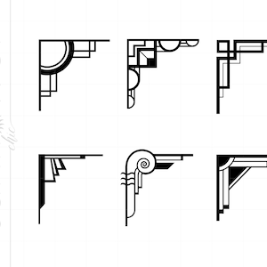 アールデコ コーナー SVG Dxf Eps Jpeg アールデコ カット ファイル クリップアート ダウンロード | シルエット アート ギャツビー 狂騒の 20 年代 SC6
