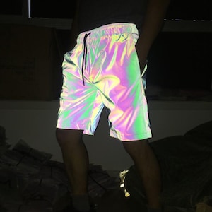 Reflective Shorts, Glow Shorts, Holographic Glow Shorts, Festival Shorts, Rainbow Shorts, Party Shorts, Psychedelic Shorts, Mens Shorts