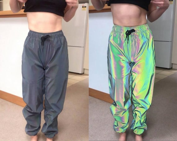 Reflective Pants, Glow Pants, Holographic Glow Pants, Festival Pants,  Rainbow Pants, Party Pants, Psychedelic Pants 