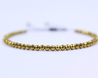 Golden Pyrite Bracelet, Gemstone Small Bead Bracelet, Womens Dainty Bracelet, Chakra Bracelet, Protection Bracelet, Yoga Energy Bracelet