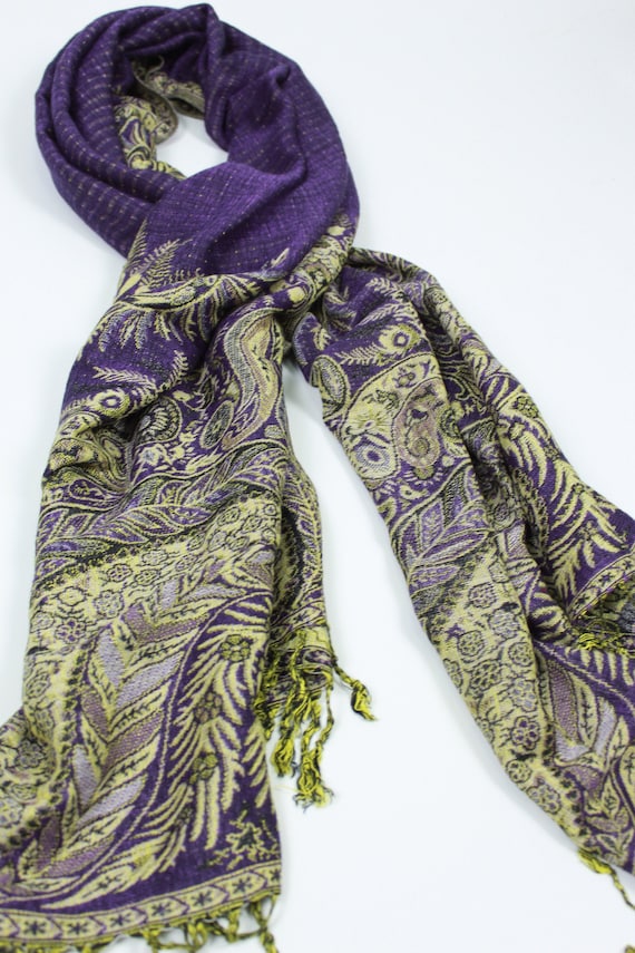 klinker een experiment doen geboren Pashmina sjaal/sjaal Paars goud Paisley sjaal/sjaal | Etsy