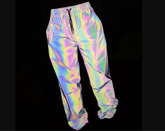 Reflective Pants, Glow Pants, Holographic Glow Pants, Festival Pants, Rainbow Pants, Party Pants, Psychedelic Pants