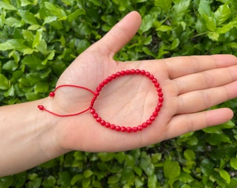 Red Coral Reef Bracelet, Ocean Bracelet, Root Chakra Bracelet, Energy Bracelet, Women Bracelet, Small Bead Bracelet, Healing Bracelet