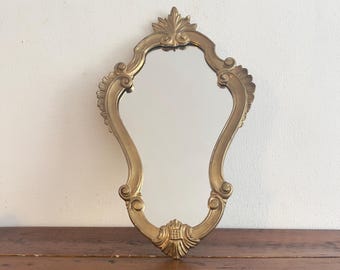 Miroir ovale doré de style rococo vintage | Décoration de couloir (53 x 33 cm)