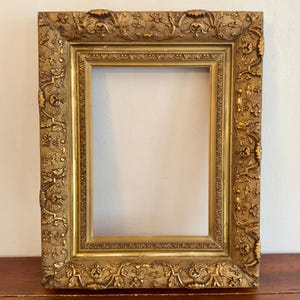 Antique Gold Baroque Frame | Gilded Gesso | Vintage Art | For 11.5 x 16.25&quot;