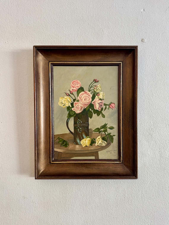 バラの花 油彩画 木製フレーム付き バラの花 油彩画 木製フレーム付き 木村優博「バラ」油絵・F3号 絵画