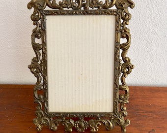 Antiek Italiaans frame, fotolijst, vintage frame voor kunst, sierlijke metalen frame, rococo fotolijst, vintage fotolijst, 18 x 12,5 cm