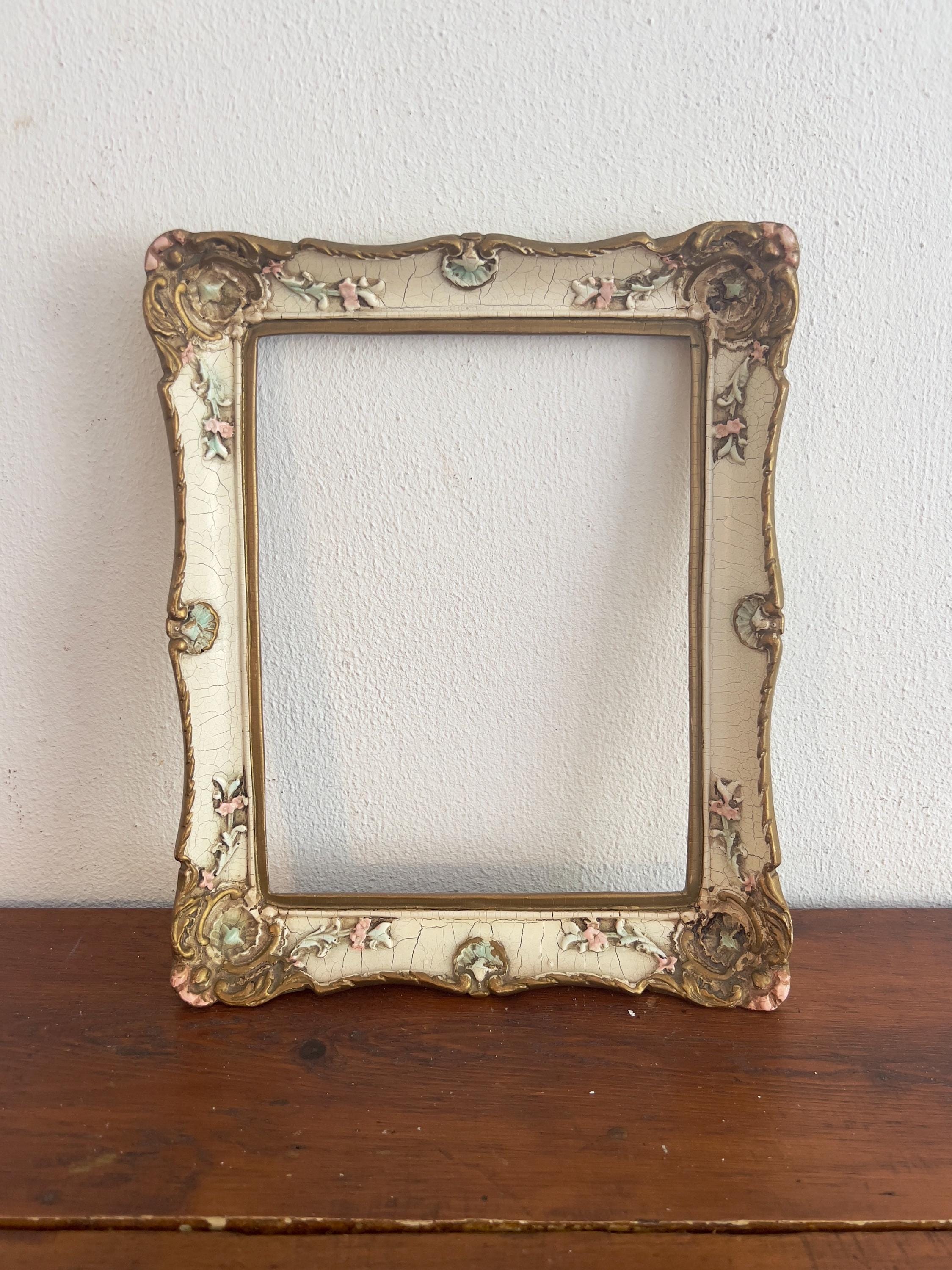 Vintage Frame, White and Gold Picture Frame, Romantic Frame