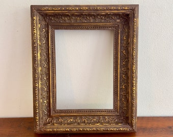 Frans antiek frame voor schilderen, Gesso frame, donkergoud verguld fotolijstje, verguld frame voor kunst, vintage muurkunstframe, 34 x 25 cm