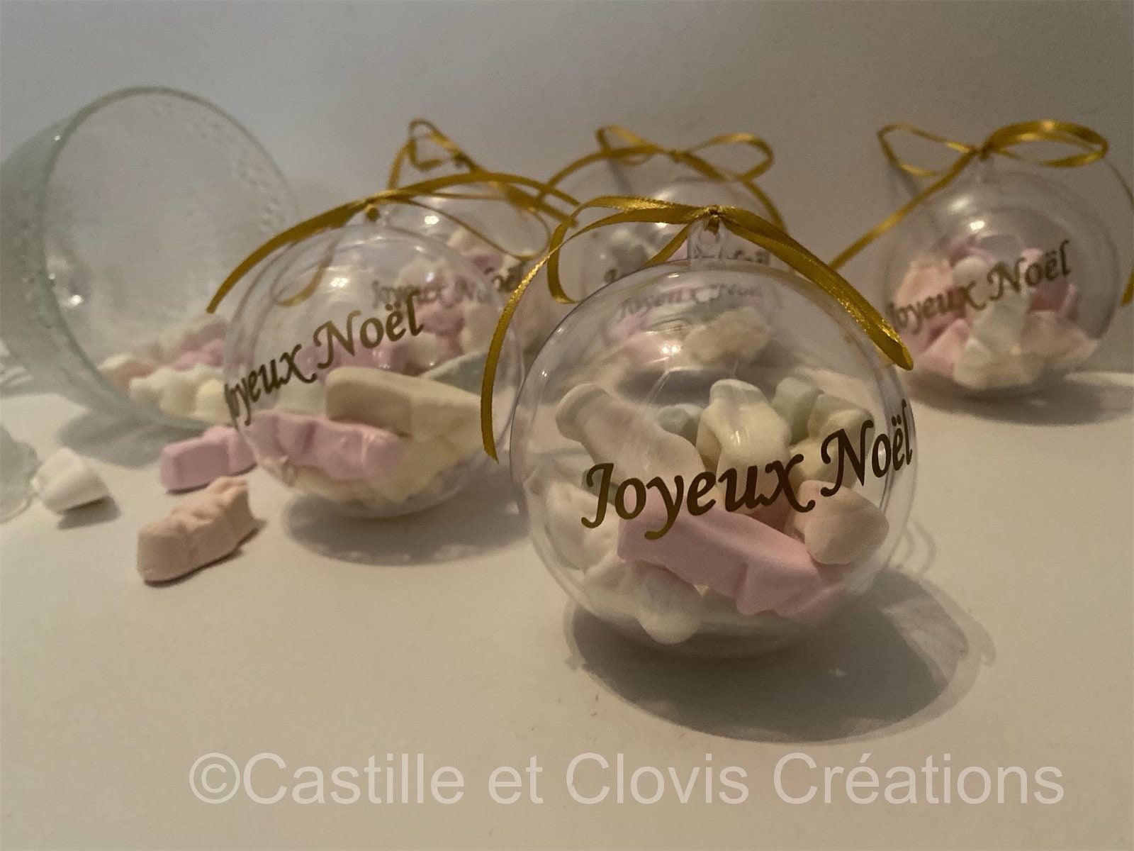 Boules Transparentes Joyeux Noël Bonbons