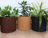 Set of 3 wicker planter pot holder basket Beige Brown Black Boho houseplant decorative basket Bohemian plant holder Indoor garden decor