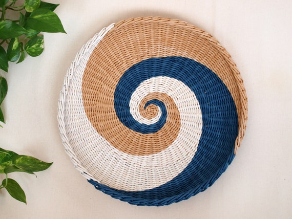 Hand woven store basket wall art