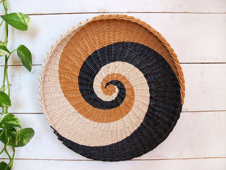 Wall basket African inspired wall woven plate Boho decor Wall Etsy