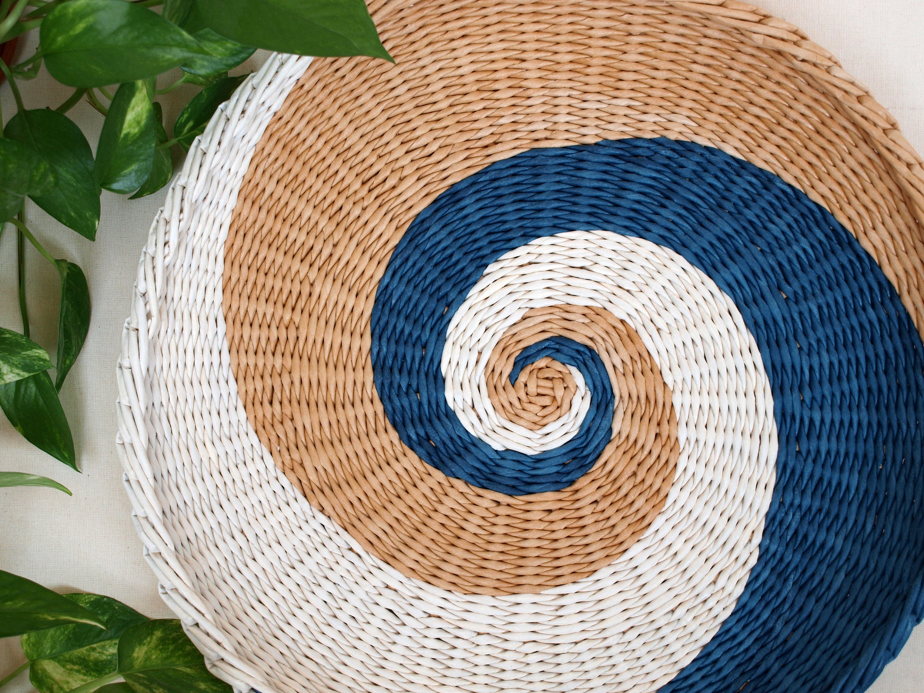 Set of 2 wall hanging woven plates African inspired decorative Etsy