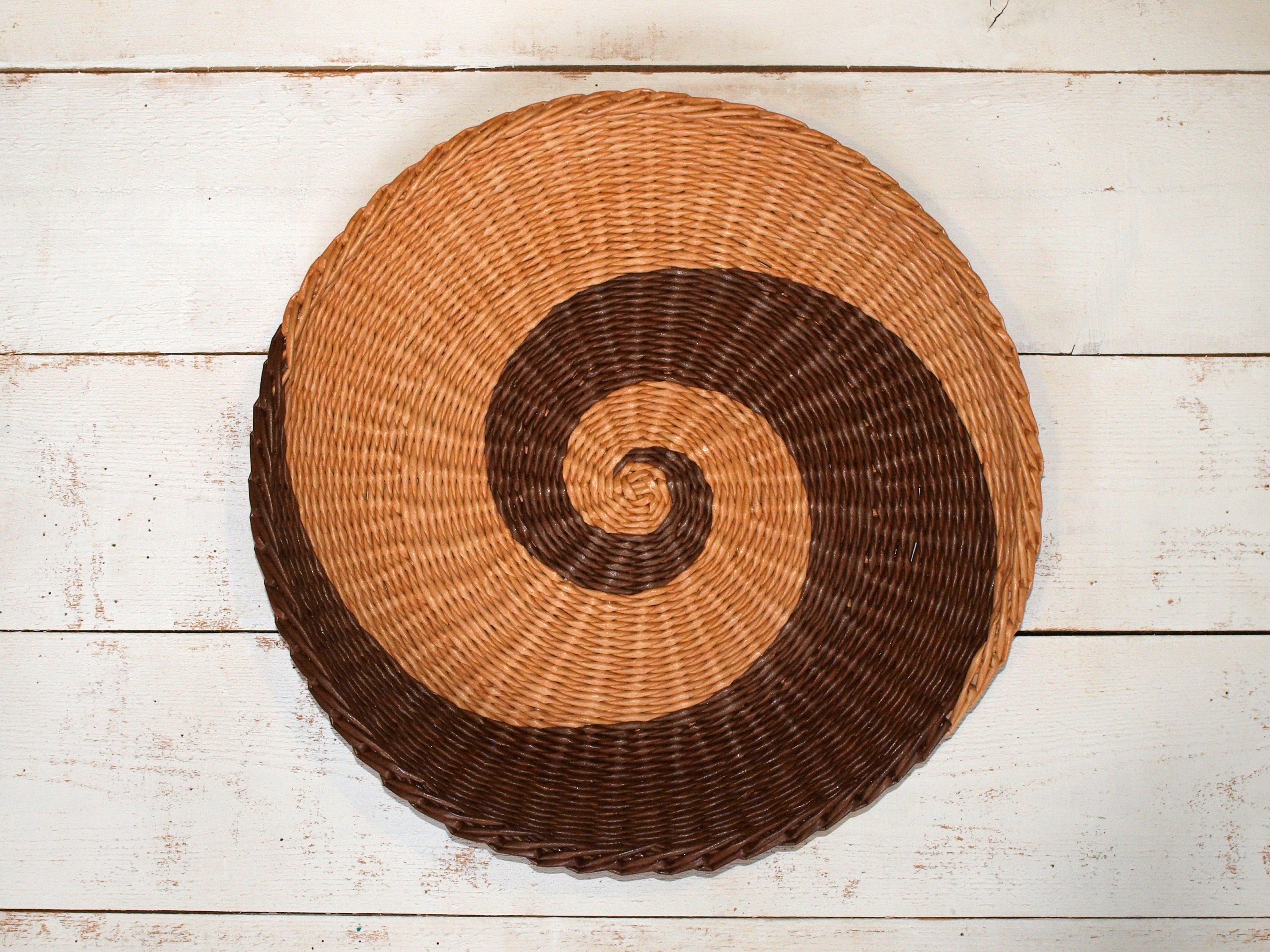 1822 inch large Wall wicker plate African inspired Two tone Etsy
