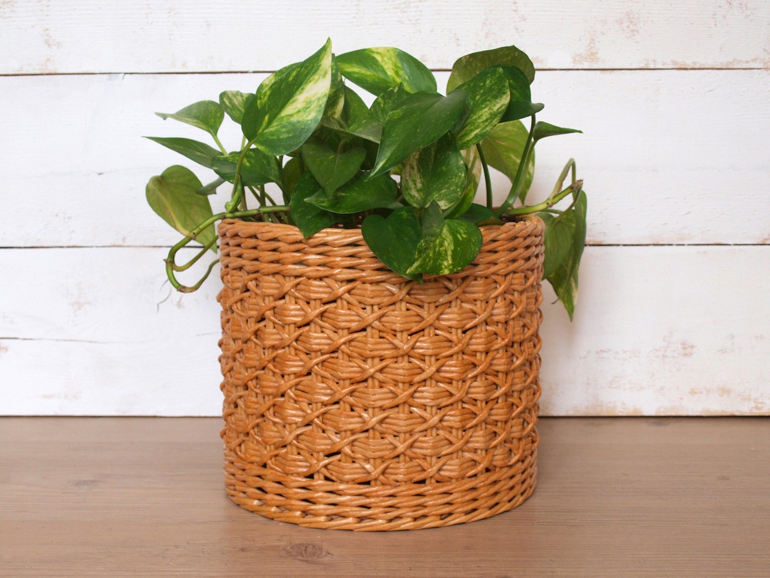 Wicker planter pot holder Indoor planter basket Boho Etsy
