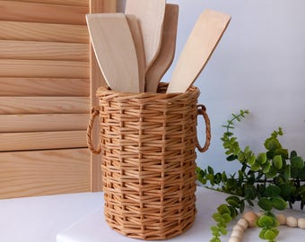 Cesta de ratán tejido para utensilios - Cesta de cocina