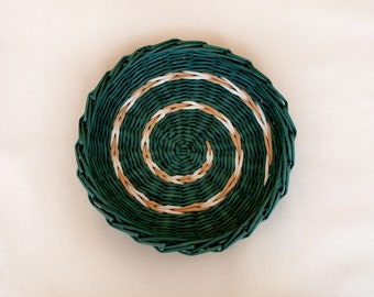 Green basket wall decor African inspired for wicker home decor.