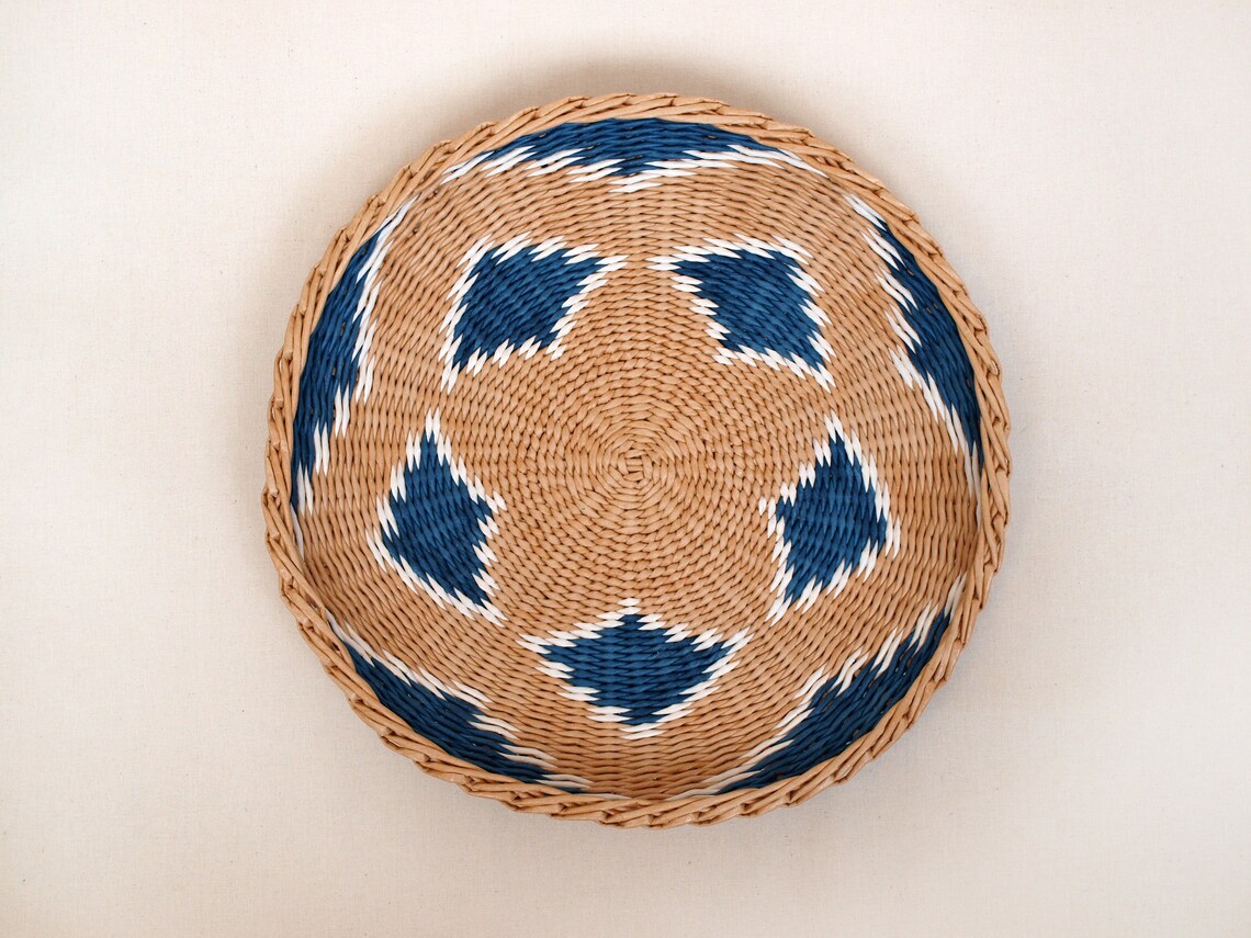 Set of 2 wall hanging woven plates African inspired decorative Etsy