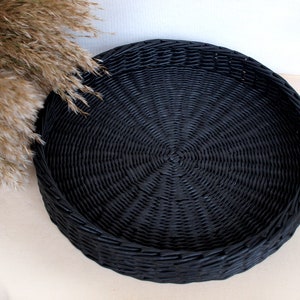 Woven black tray for coffe table decor or centerpiece tray.