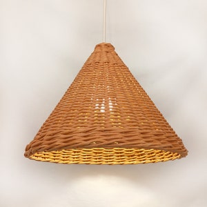 Rattan lamp shade, cone pendant lamp shade, woven pendant light, rattan decor.