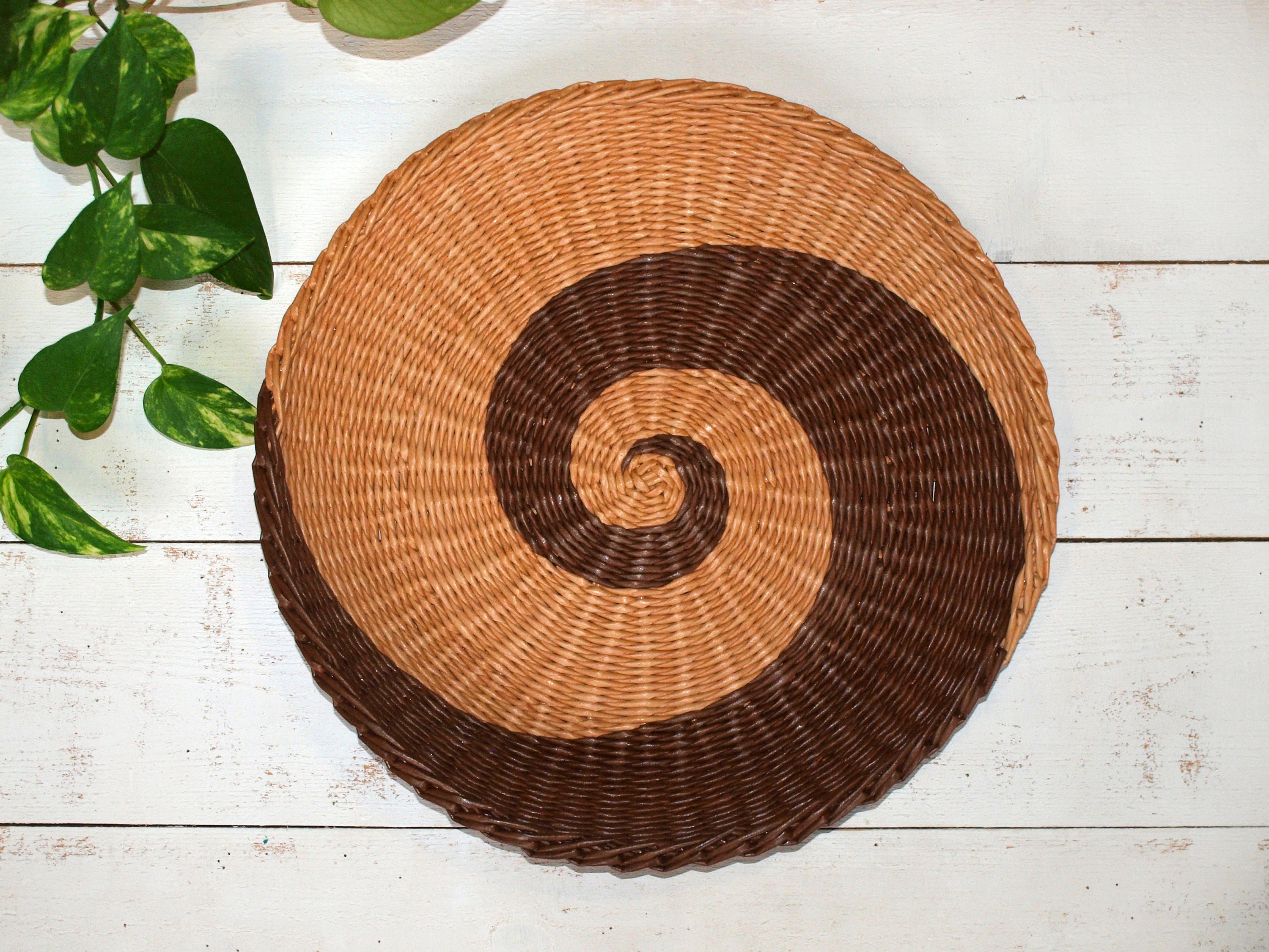 1822 inch large Wall wicker plate African inspired Two tone Etsy