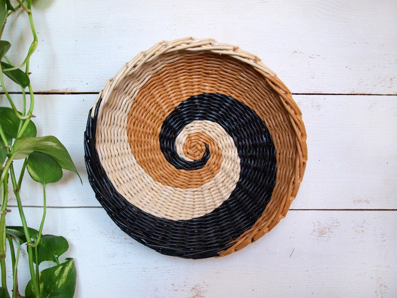 Set of 4 wall woven plates African inspired Wicker wall Etsy