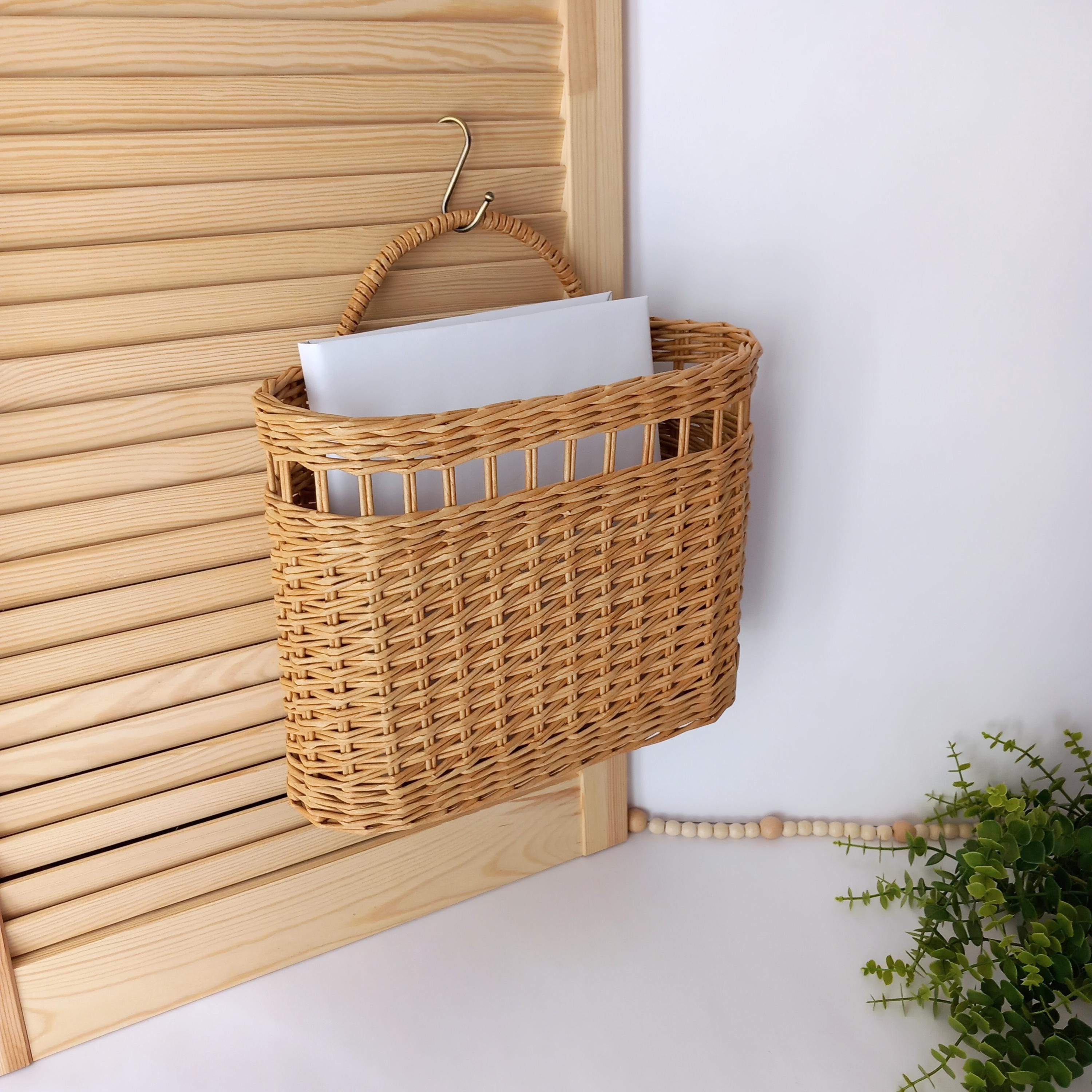 Wicker Hanging Basket With Handle: Handmade Wall Door Flower Decor ...