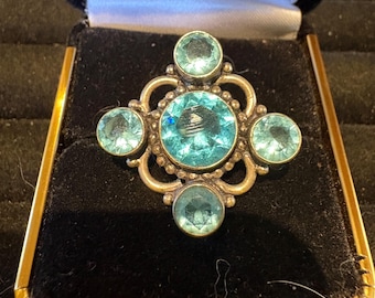 Blue zircon silver ring