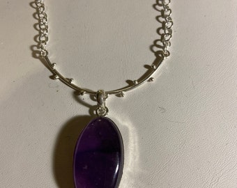 Amethyst sterling silver necklace 18”