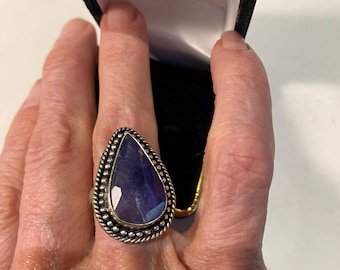 Sapphire silver ring size 8