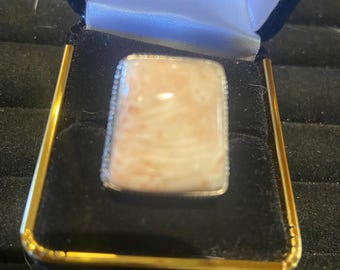 Scolesite silver ring