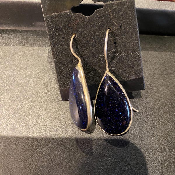Nightsky sparkle black goldstone silver earrings