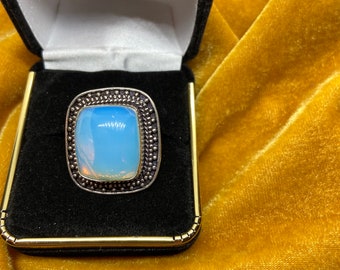 Milky opal ring sterling silver size7