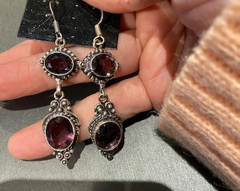 Amethyst solid sterling silver earrings