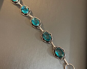 EverReena Beads Blue Cubic Zircon Crystalized Flower Flower for Silver Bracelets EverReena Beads Blue Cubic Zircon Crystalized Flower Flower for Silver Bracelets