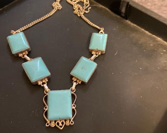 Collar de plata de ley con turquesa de 20 pulgadas.