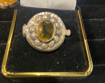 Citrine silver poison ring size 7.5