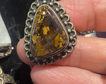 Boulder opal silver ring