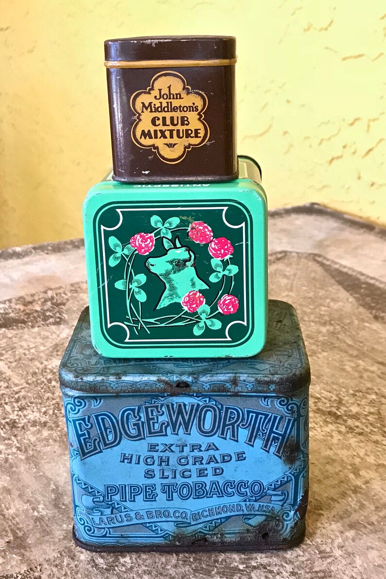 Tobacco Tin Vintage Tin Collection of 3 Rusty Tin Edgeworth Etsy
