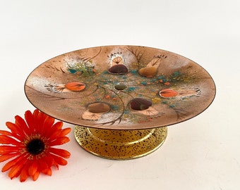 Vintage California Cloisonné 1958 by Landau and Associates Pedestal Plate