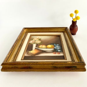 Vintage Framed Still Life Painting of Flowers & Fruit, Signed by B ...