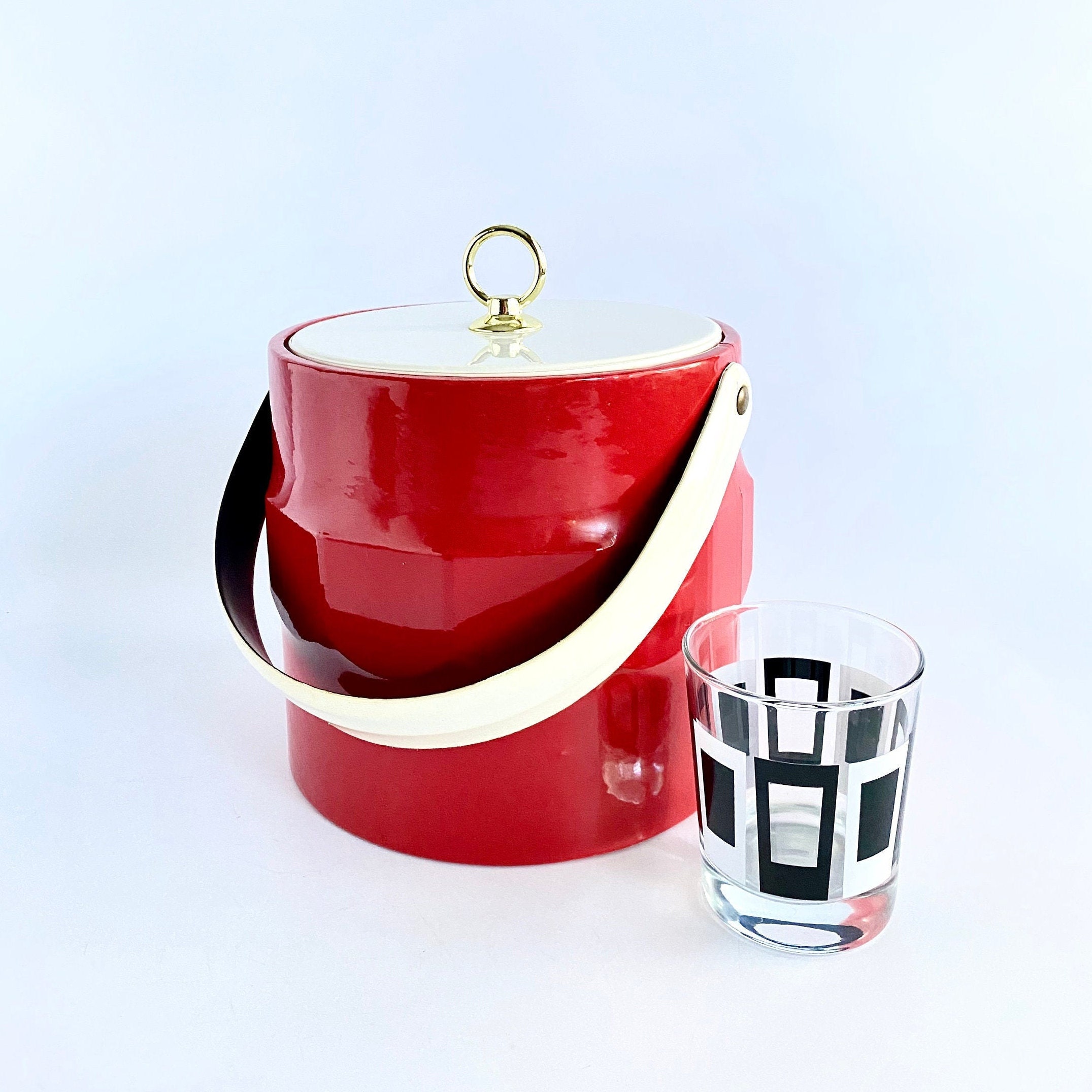 Vintage Red Vinyl Ice Bucket Made by Shelton Ware Etsy