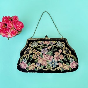 Vintage Antique Needlepoint Petit Point Purse