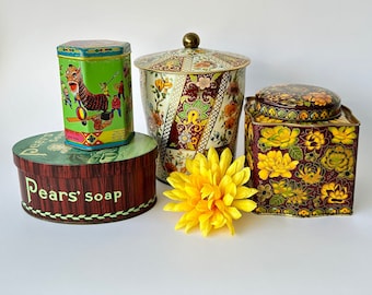 Vintage Tin Canisters, Daher, England, Hong Kong