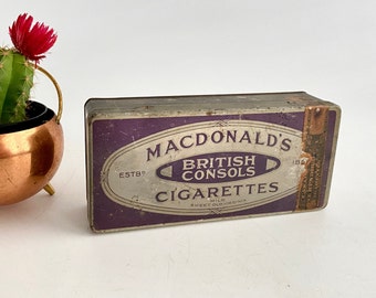 british consols cigarette tin Vintage MacDonald's Cigarettes Tin, Tobacciana COL. British Consols Cigarettes Tin